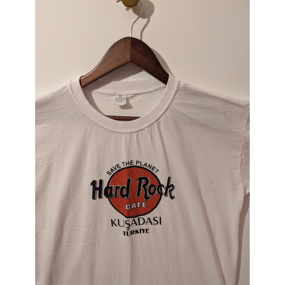 Hard Rock Cafe T-Shirt Mens XL White Excellent Kusadasi Turkiye Graphic Tee SEO